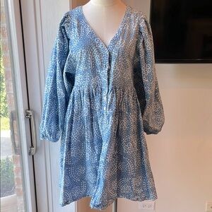 Madewell S Blue and White Patterned Dress